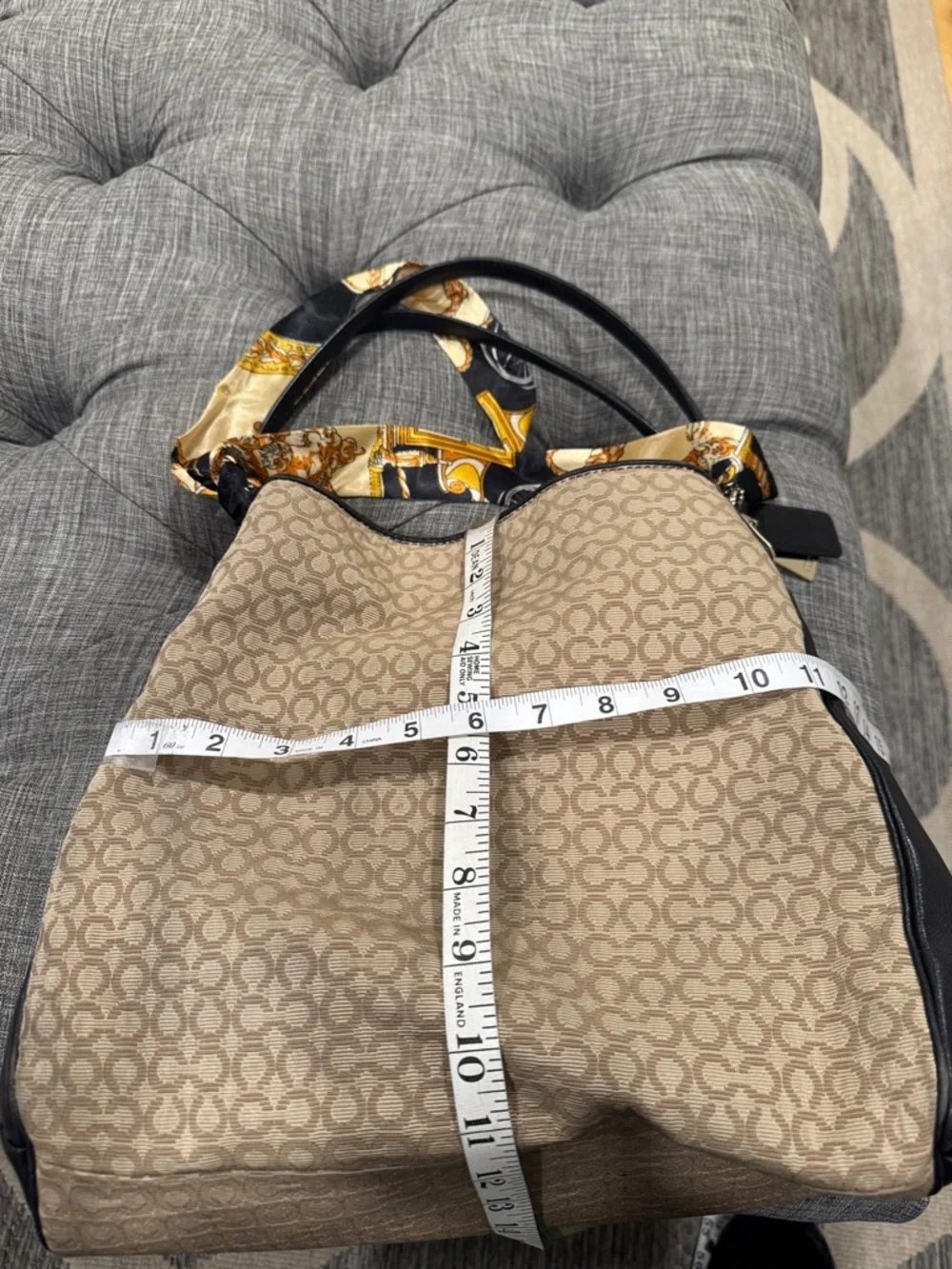 Coach Madison Signature Canvas Leather Black Tan Shoulder Bag - Picture 17 of 17